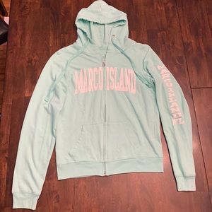 EUC Women’s seafoam green/aquamarine hooded sweatshirt with zipper and pockets